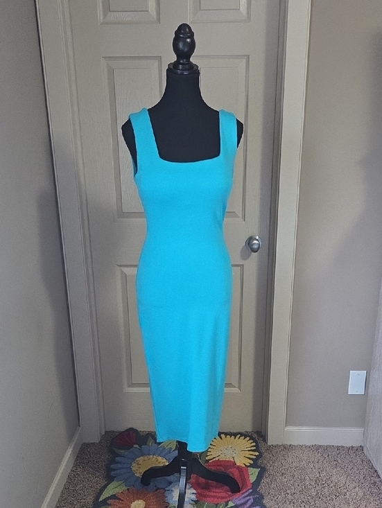 Va Va Voom Dresses & Skirts - Va Va Voom Turquoise Square-Neck Midi Dress